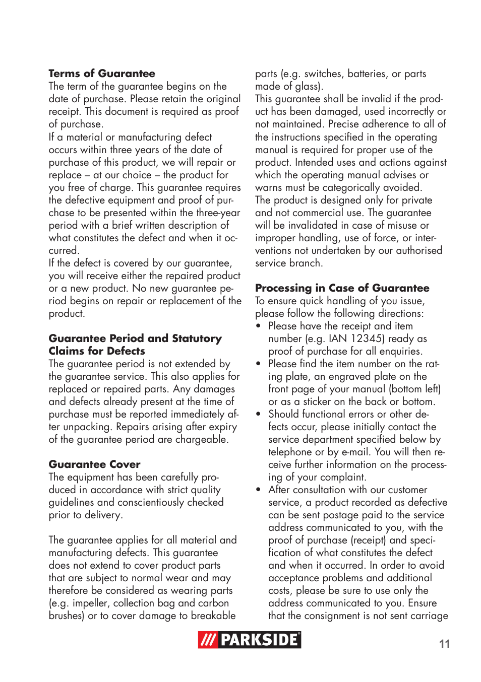 Parkside PRESSURE WASHER BRUSH ATTACHMENT User Manual | Page 11 / 16