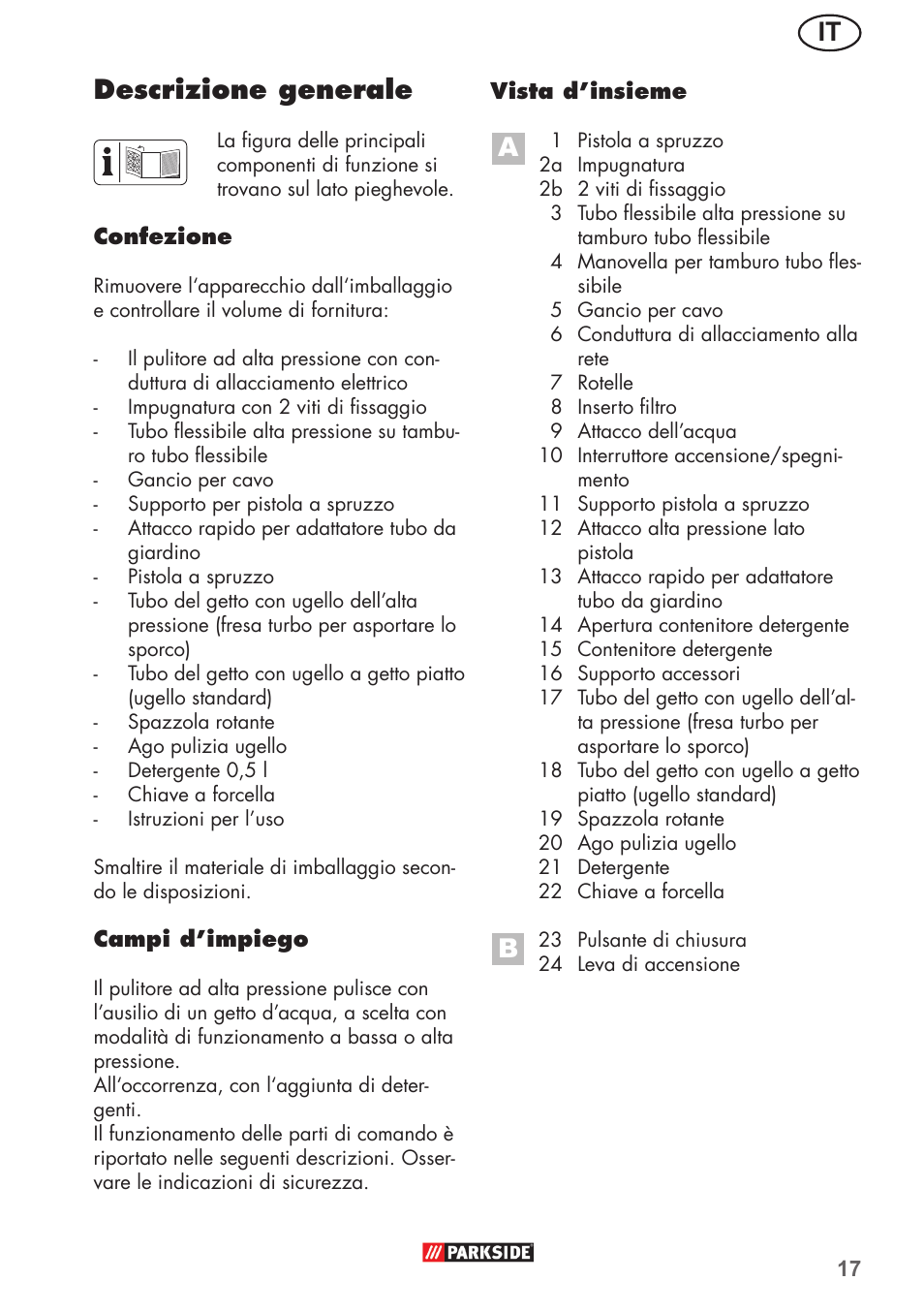 Descrizione generale | Parkside PHD 150 B2 User Manual | Page 17 / 66