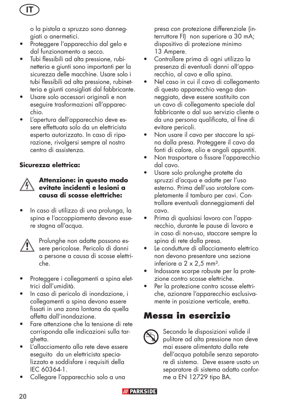 Messa in esercizio | Parkside PHD 150 B2 User Manual | Page 20 / 66