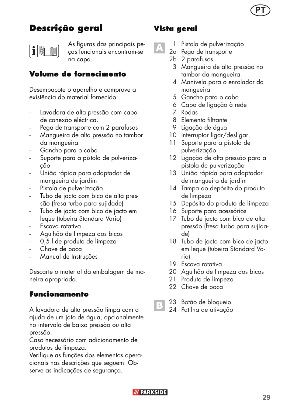 Descrição geral | Parkside PHD 150 B2 User Manual | Page 29 / 66