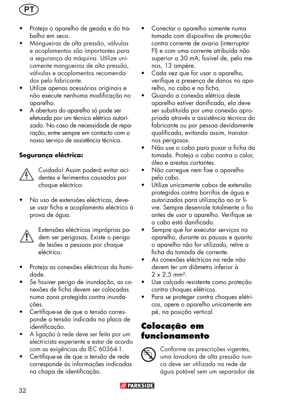 Colocação em funcionamento | Parkside PHD 150 B2 User Manual | Page 32 / 66