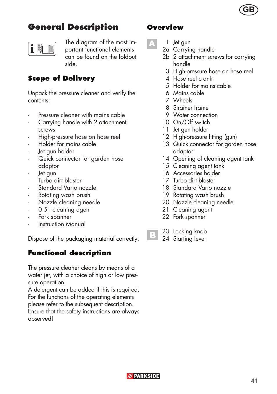 General description | Parkside PHD 150 B2 User Manual | Page 41 / 66