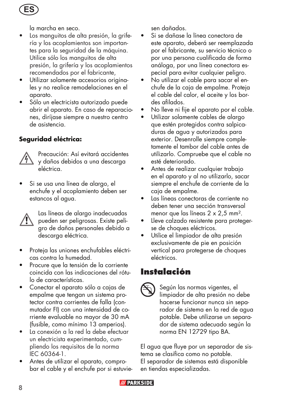Instalación | Parkside PHD 150 B2 User Manual | Page 8 / 66