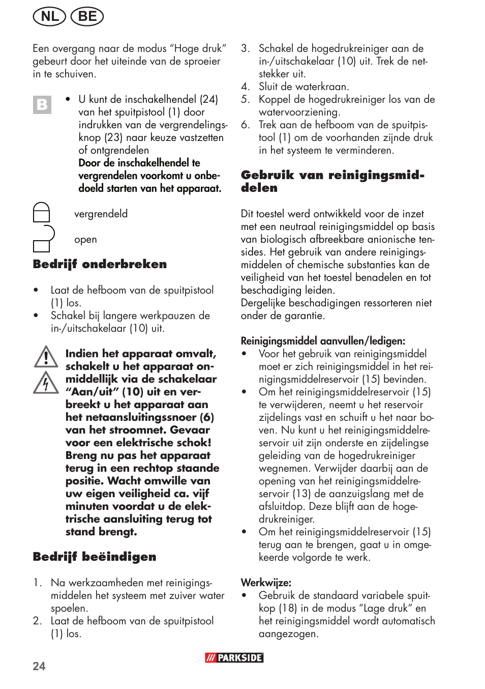 Nl be | Parkside PHD 150 B2 User Manual | Page 24 / 54