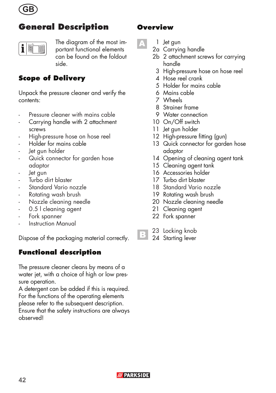 General description | Parkside PHD 150 B2 User Manual | Page 42 / 54