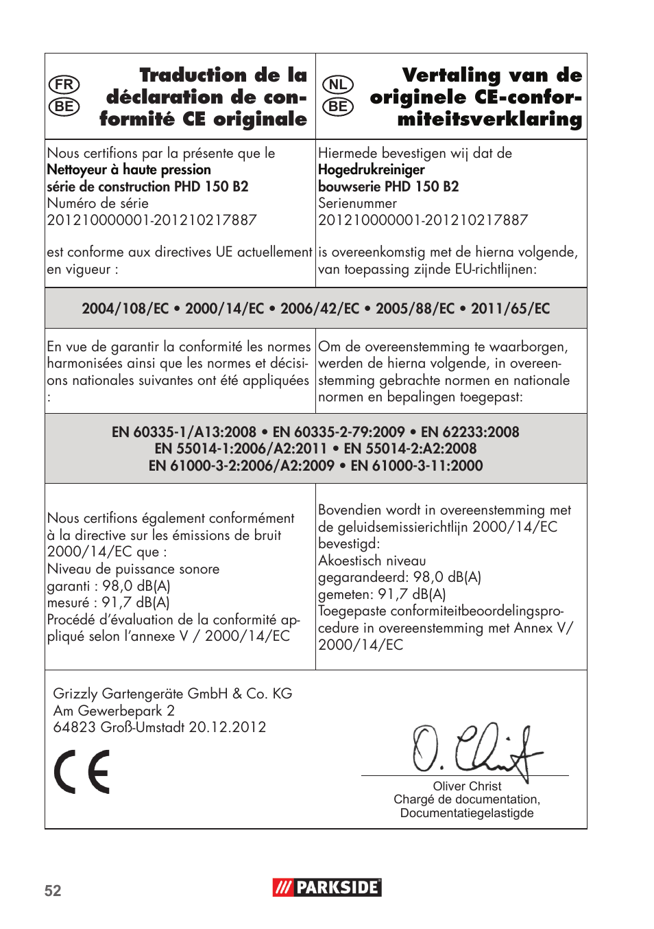 Parkside PHD 150 B2 User Manual | Page 52 / 54