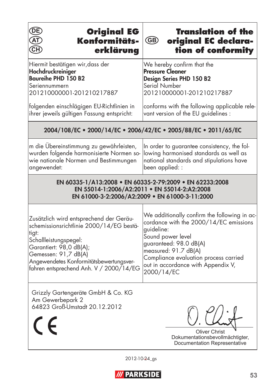 Parkside PHD 150 B2 User Manual | Page 53 / 54