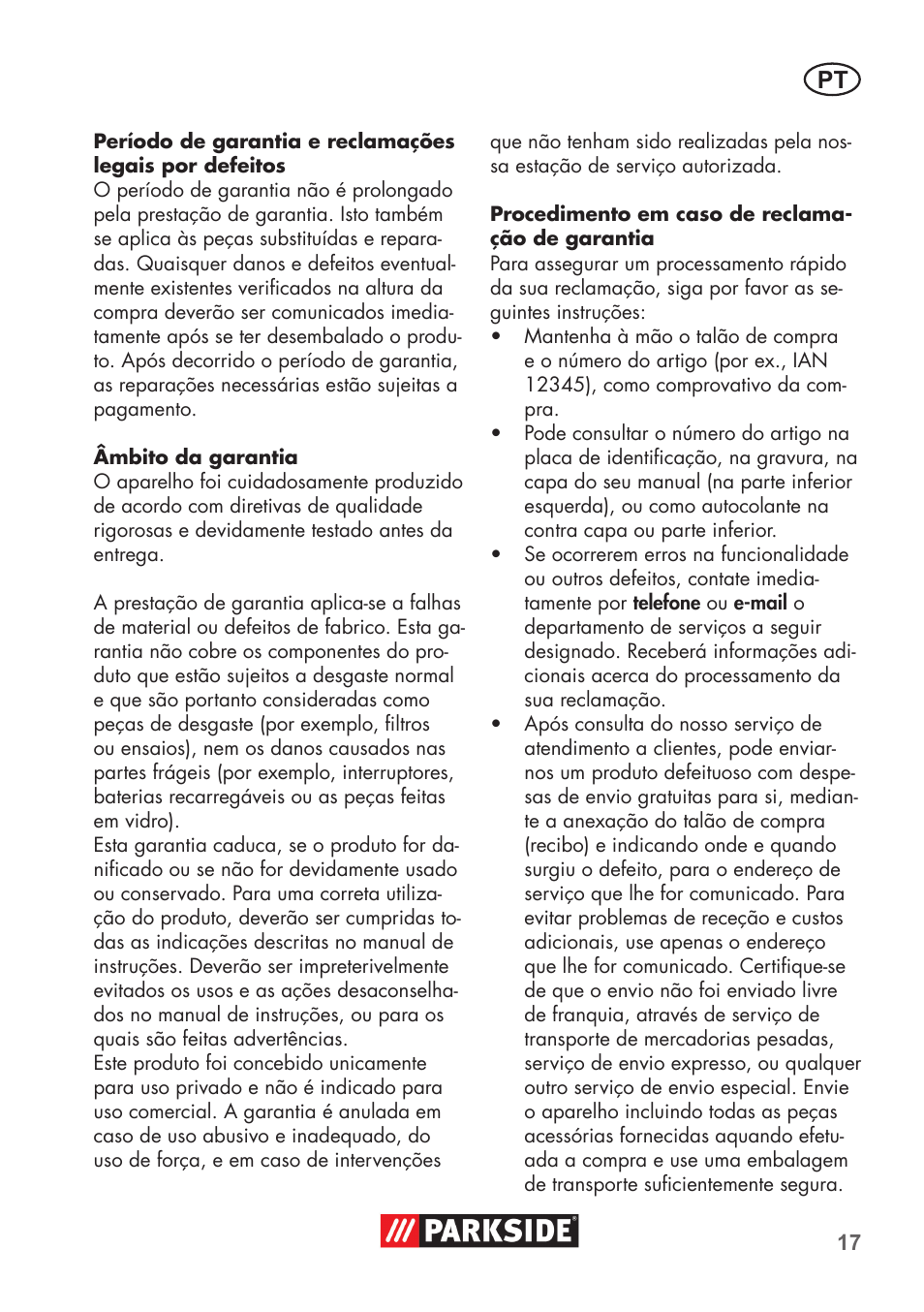 Parkside Pipe Cleaning Set User Manual | Page 17 / 30