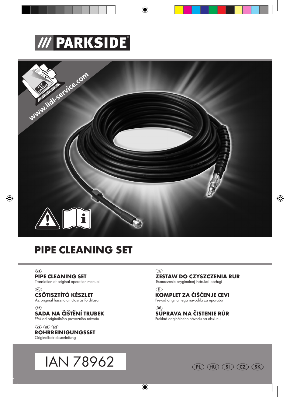 Parkside Pipe Cleaning Set User Manual | 38 pages