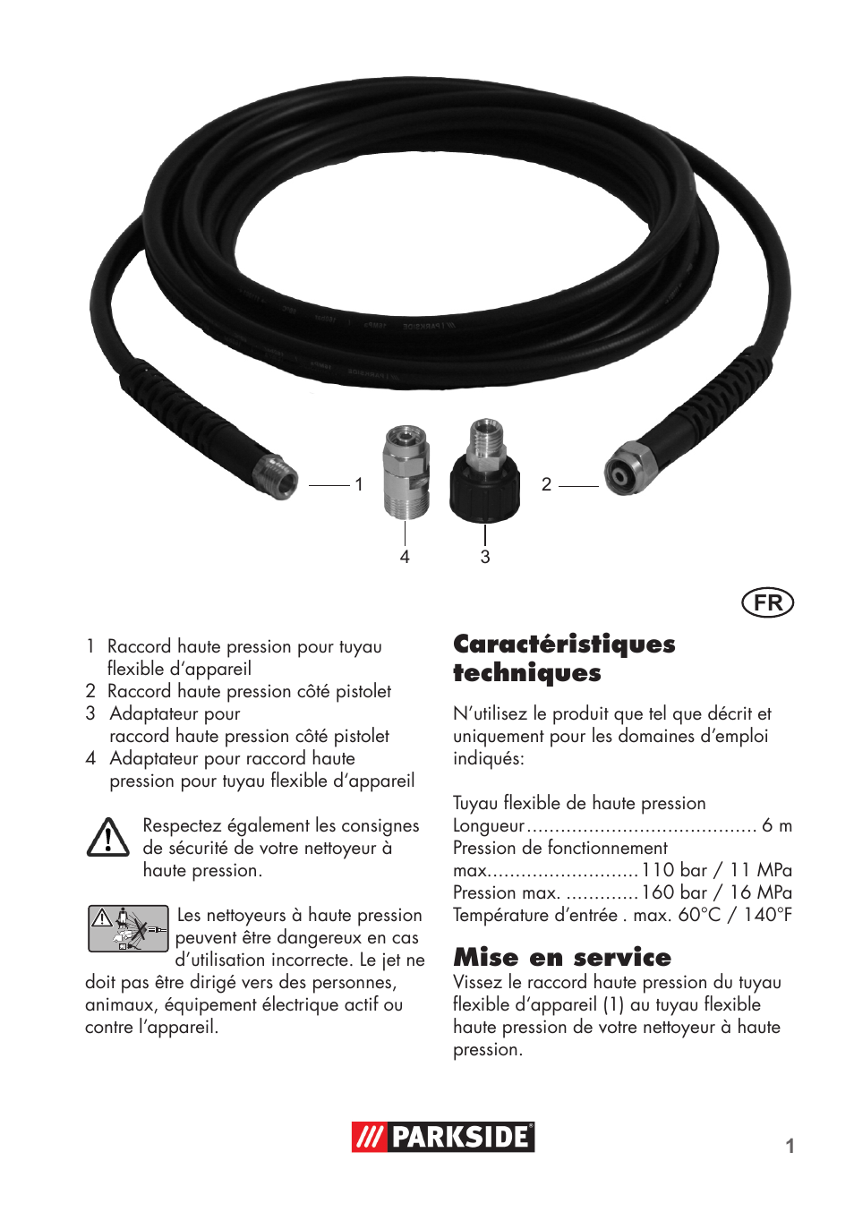 Parkside High-Pressure Extension Hose User Manual | 12 pages