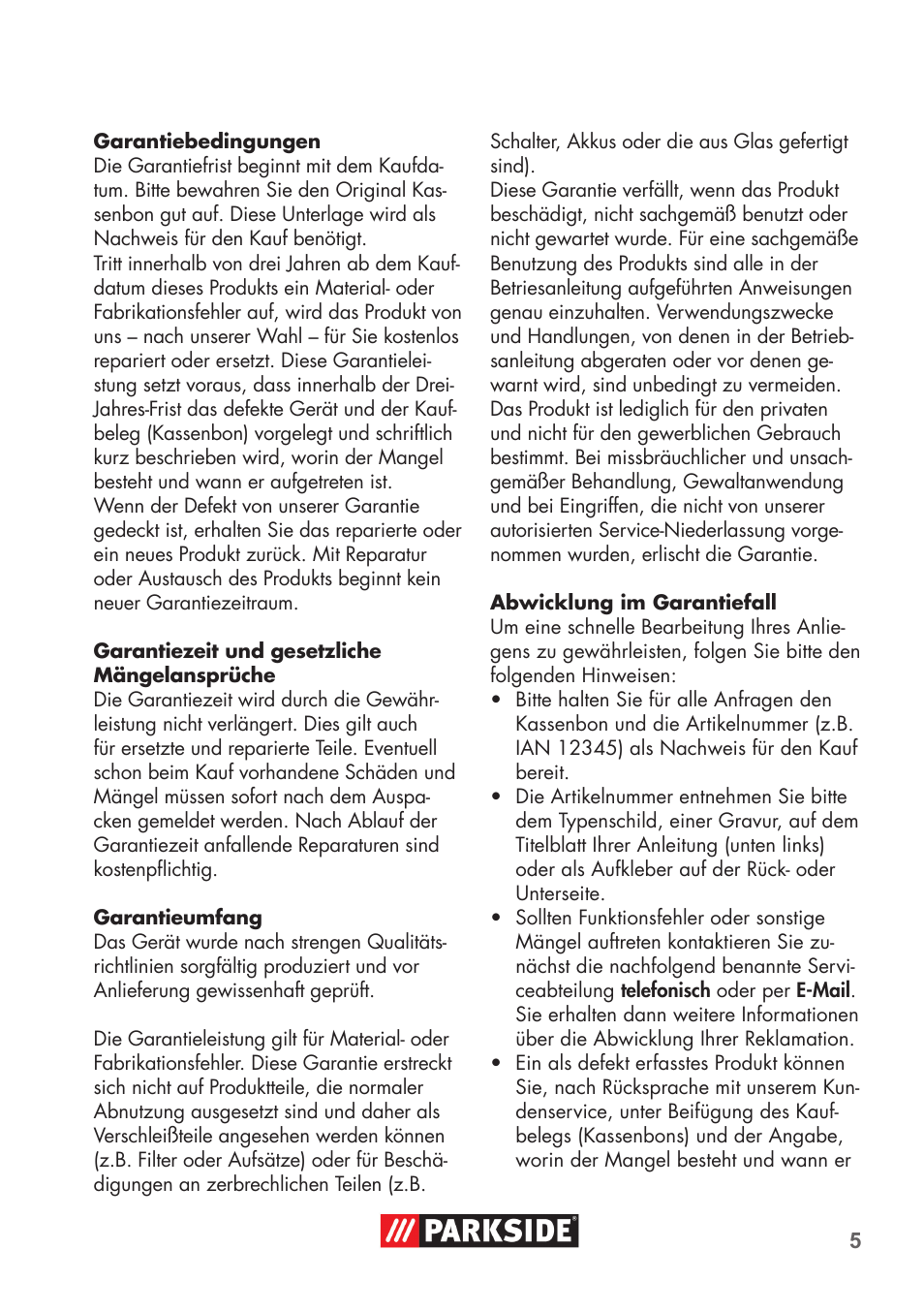 Parkside High-Pressure Extension Hose User Manual | Page 5 / 12