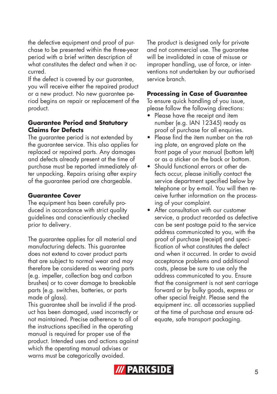 Parkside High-Pressure Extension Hose User Manual | Page 5 / 12