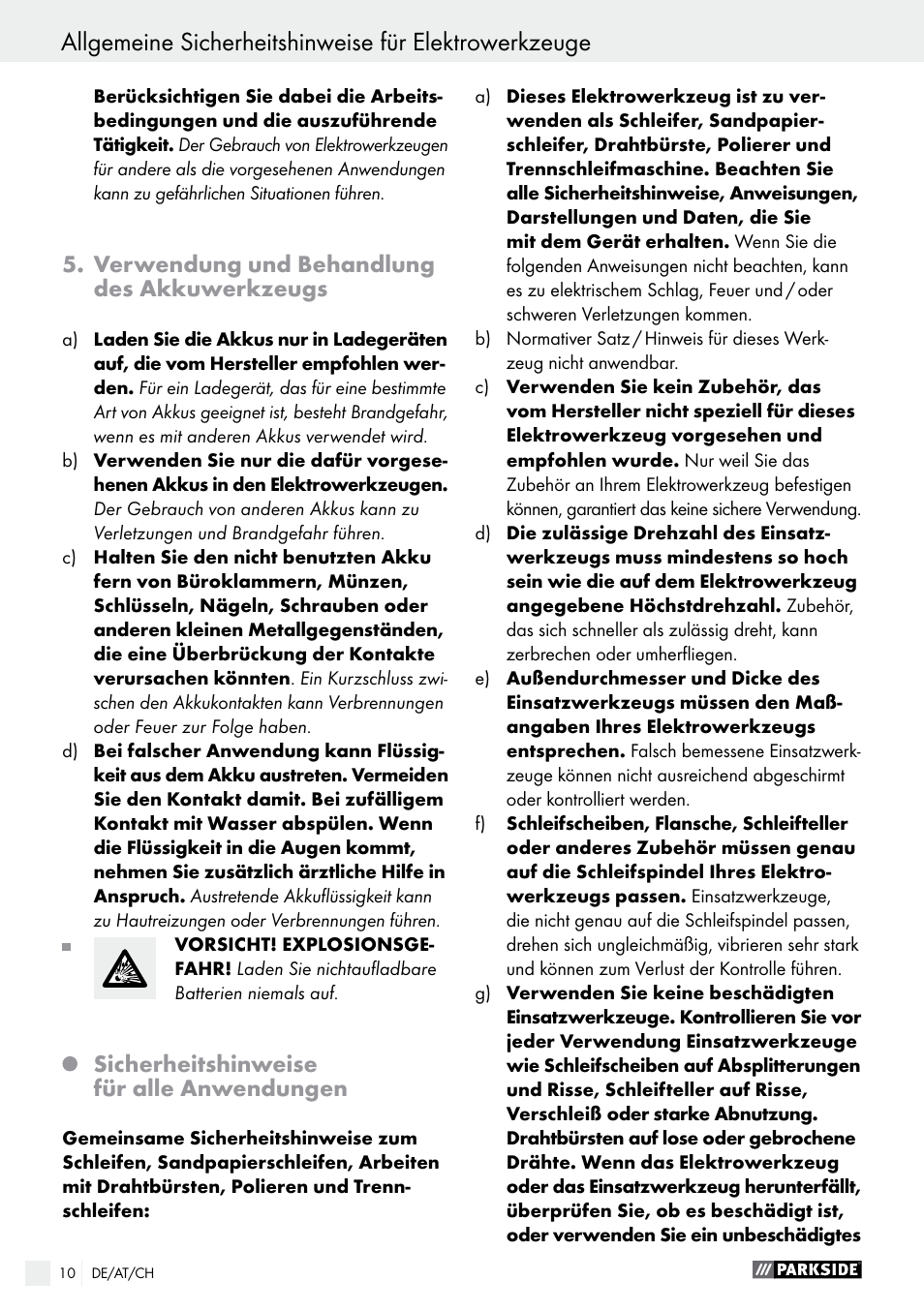 Parkside PFBS 9.6 A1 User Manual | Page 10 / 60