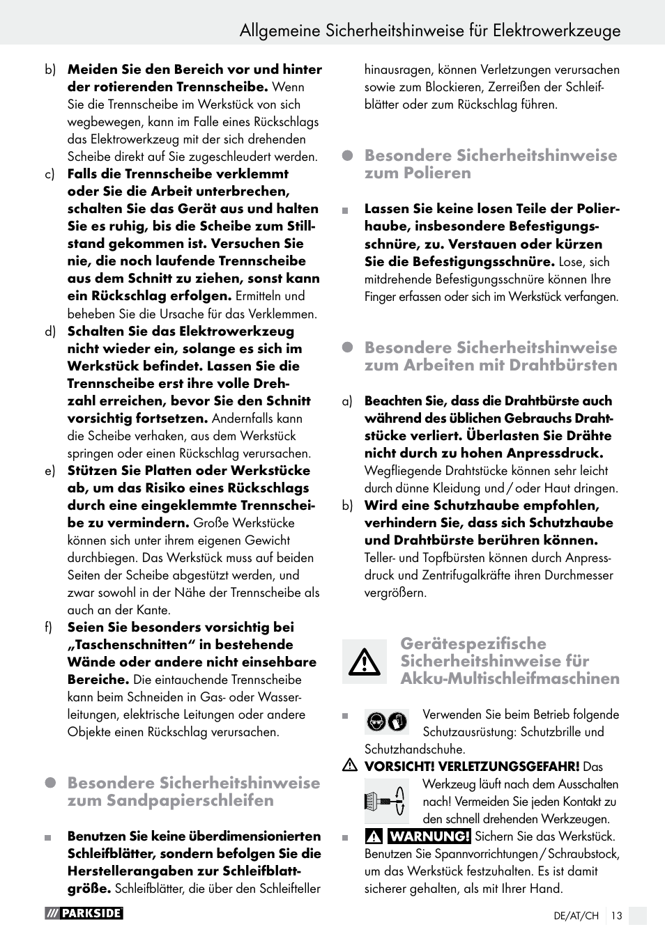 Parkside PFBS 9.6 A1 User Manual | Page 13 / 60