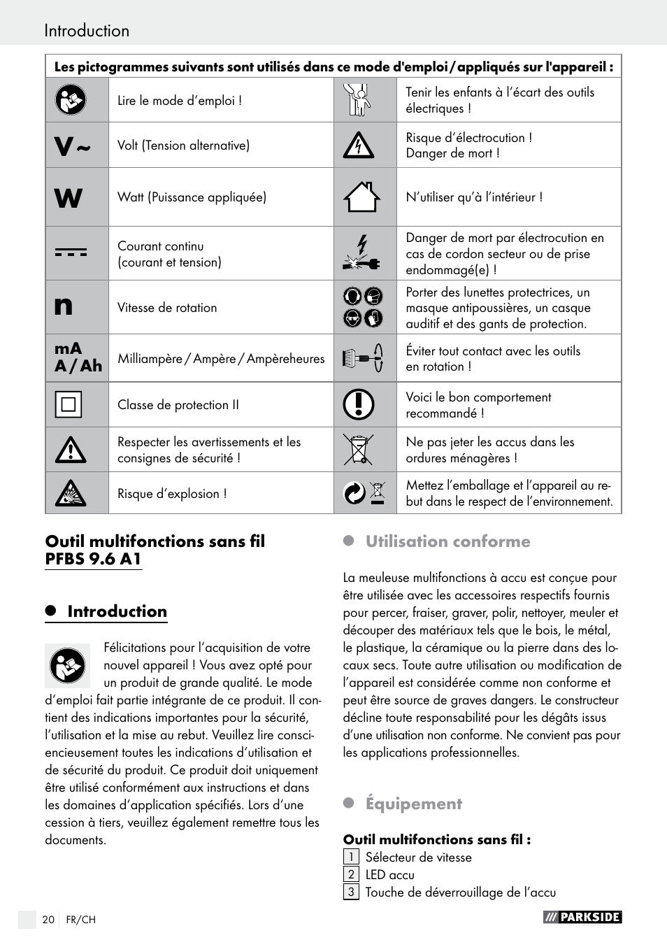 Introduction | Parkside PFBS 9.6 A1 User Manual | Page 20 / 60