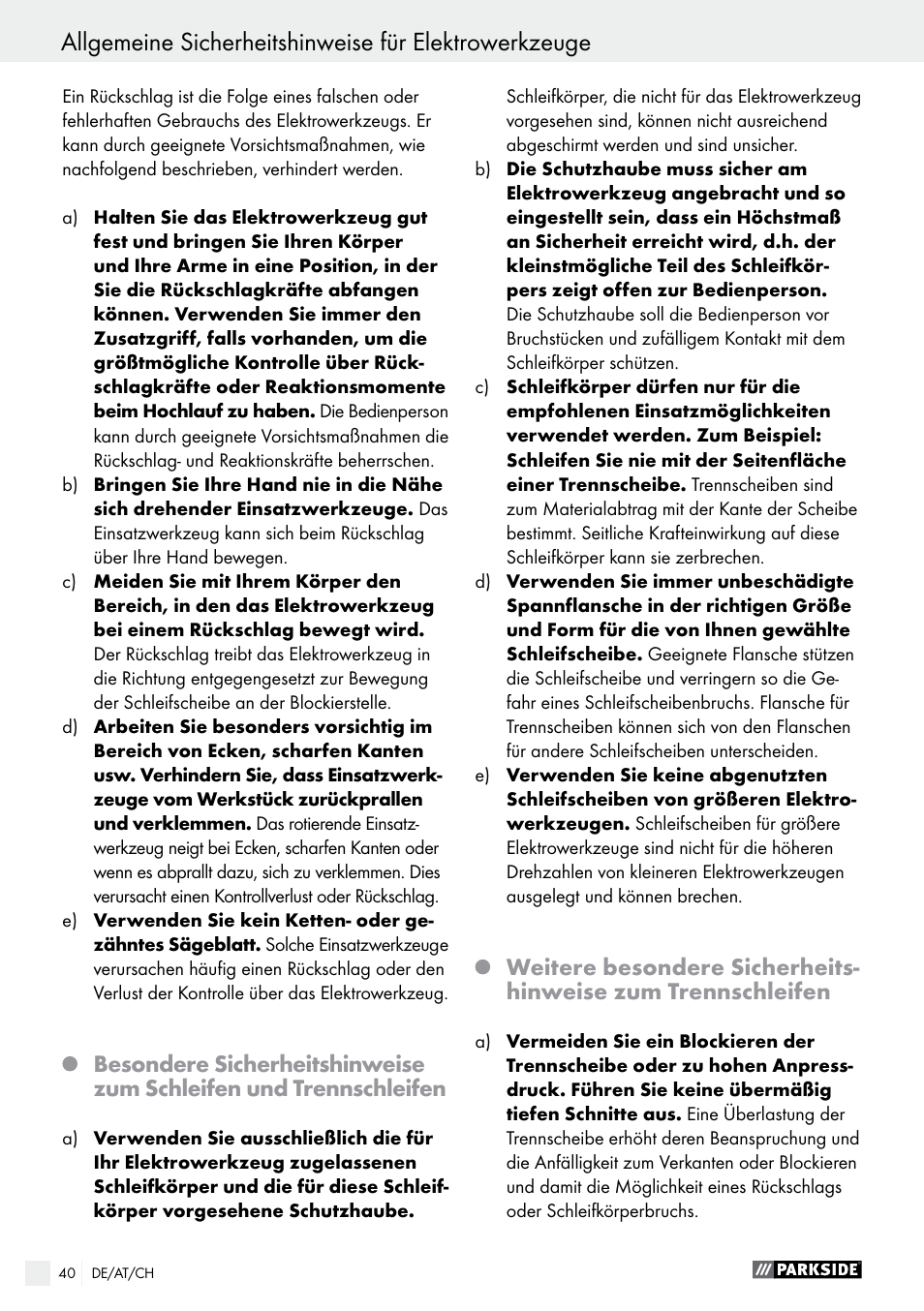 Parkside PFBS 9.6 A1 User Manual | Page 40 / 60