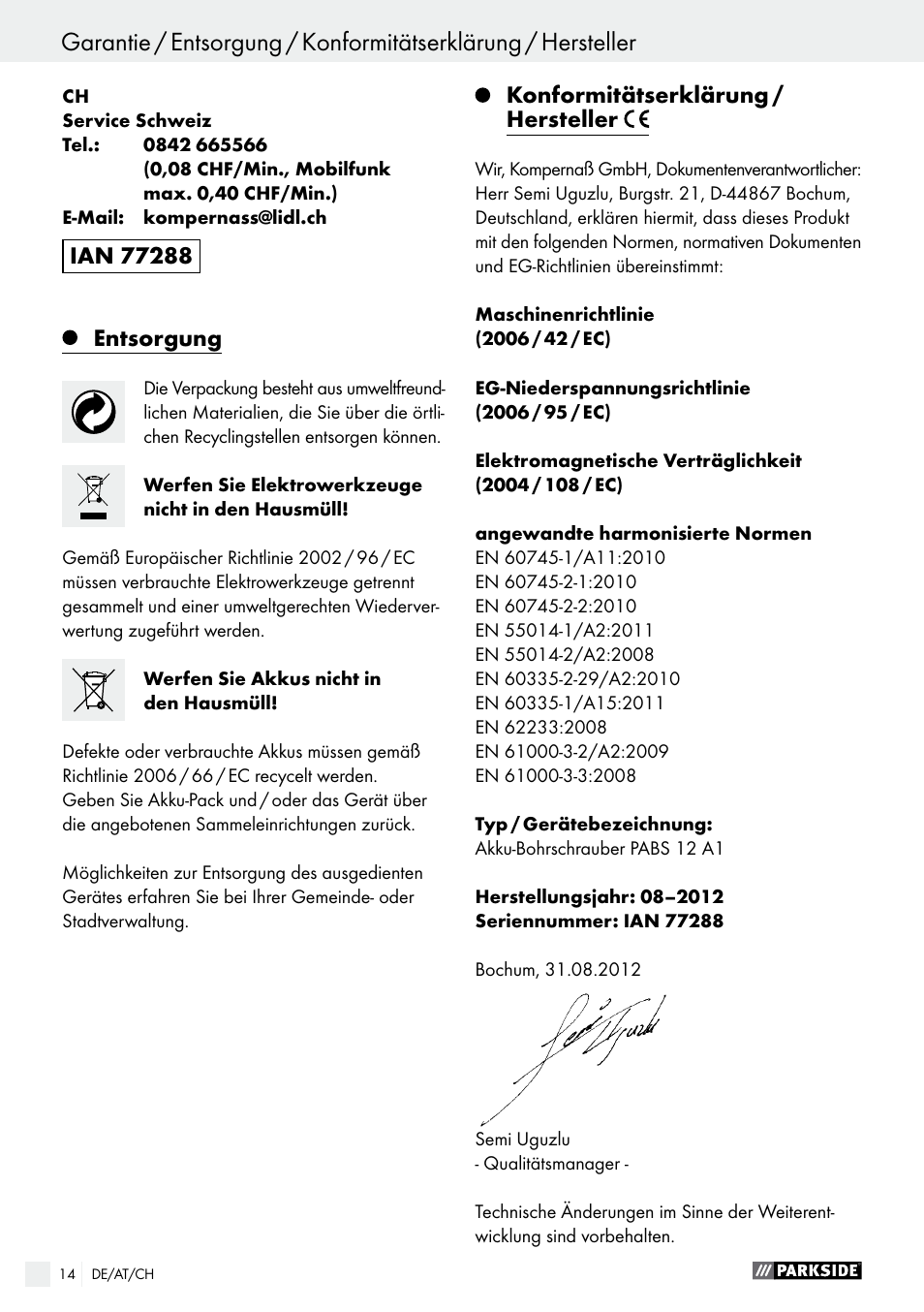 Parkside PABS 12 A1 User Manual | Page 14 / 45