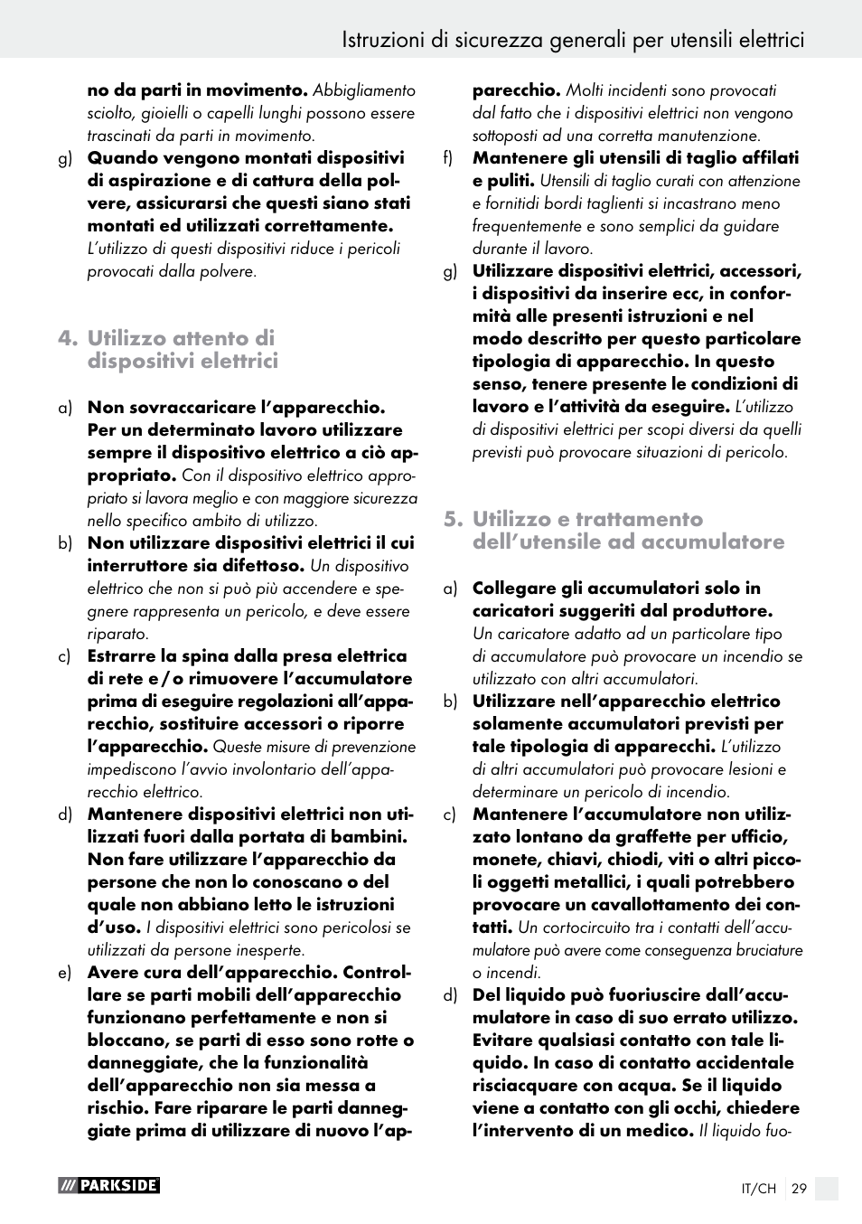 Utilizzo attento di dispositivi elettrici | Parkside PABS 12 A1 User Manual | Page 29 / 45