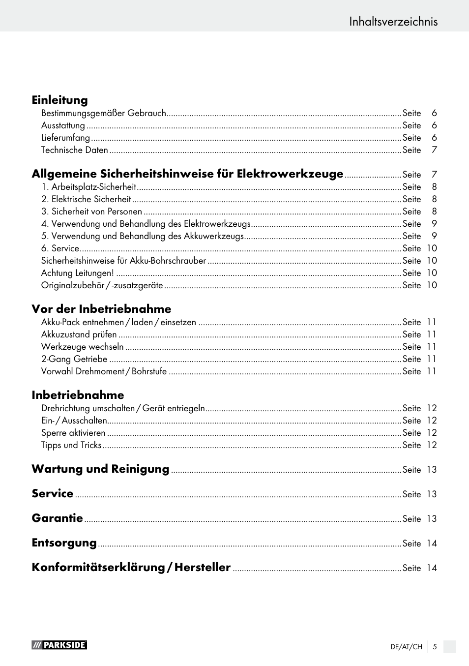 Parkside PABS 12 A1 User Manual | Page 5 / 45