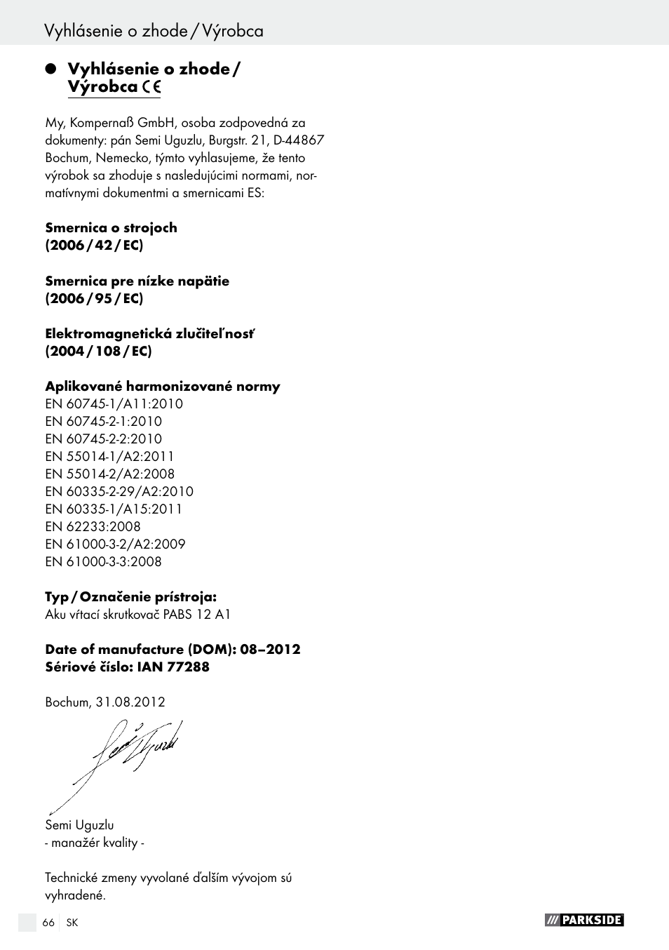Parkside PABS 12 A1 User Manual | Page 66 / 77