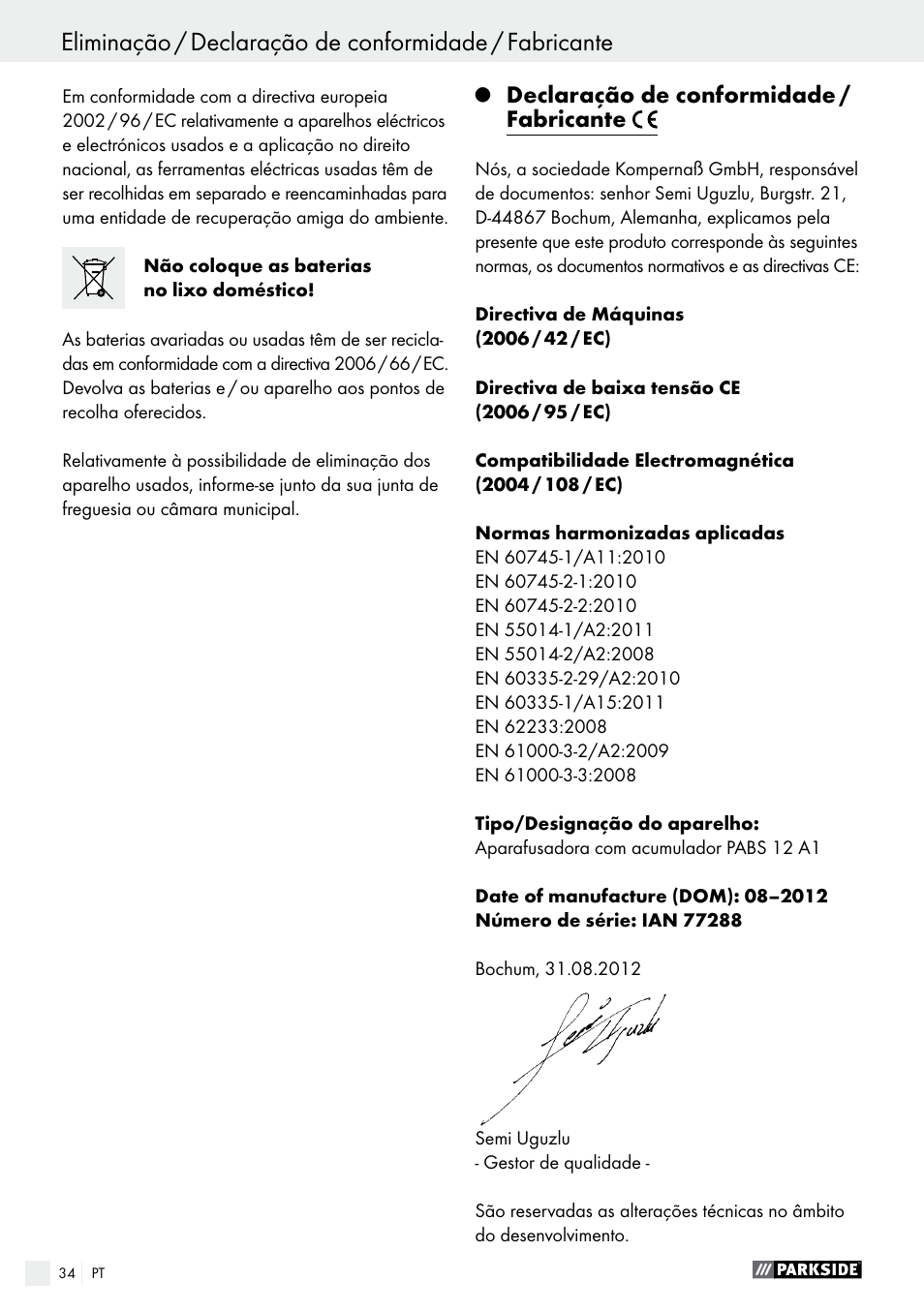 Parkside PABS 12 A1 User Manual | Page 34 / 55