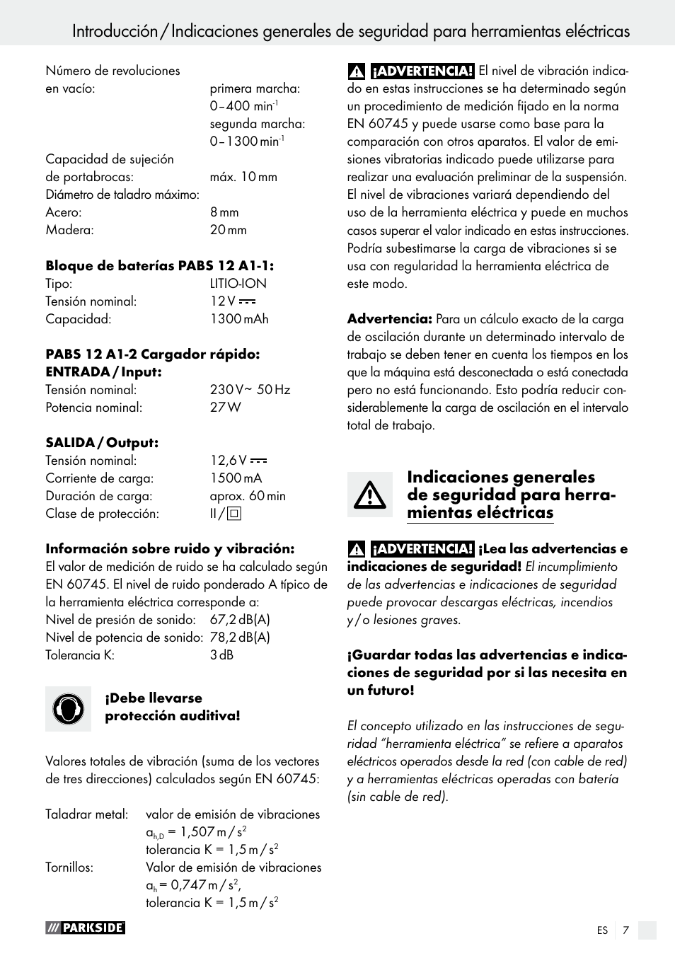 Parkside PABS 12 A1 User Manual | Page 7 / 55
