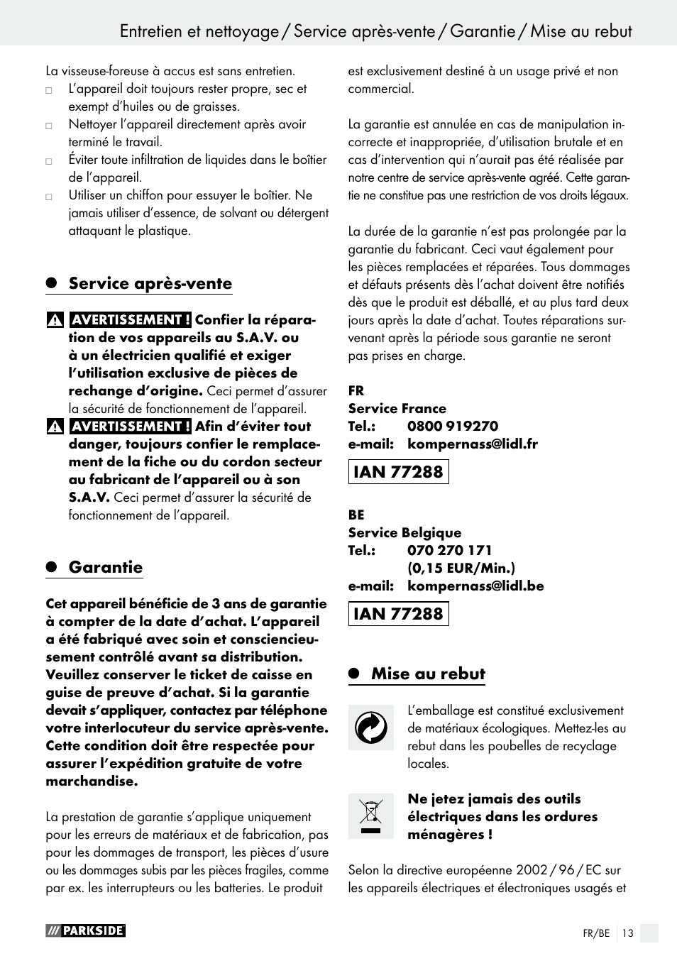 Parkside PABS 12 A1 User Manual | Page 13 / 45