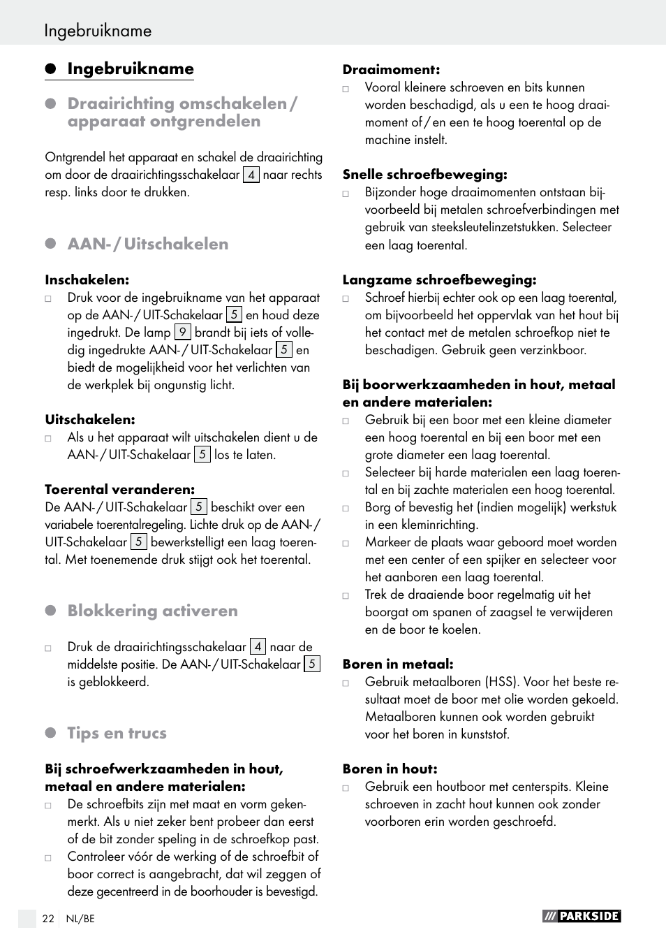 Parkside PABS 12 A1 User Manual | Page 22 / 45