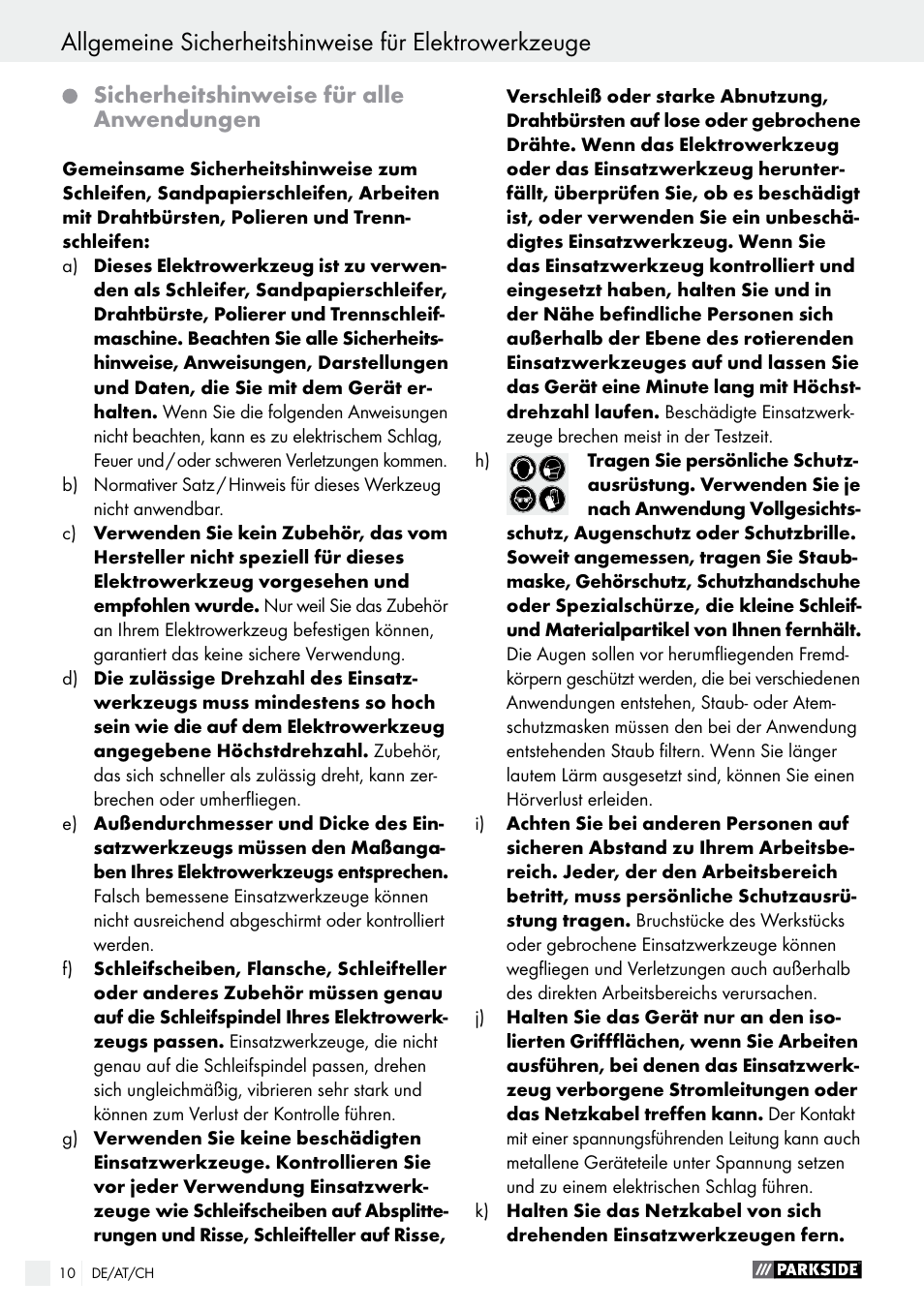 Parkside PMGS 12 B2 User Manual | Page 10 / 57
