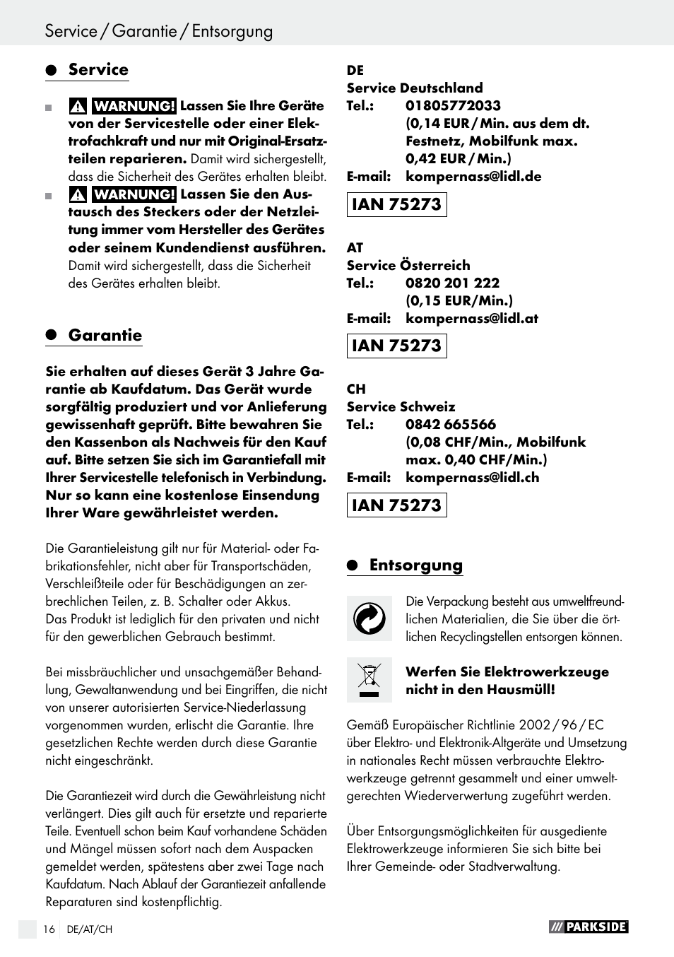 Parkside PMGS 12 B2 User Manual | Page 16 / 57