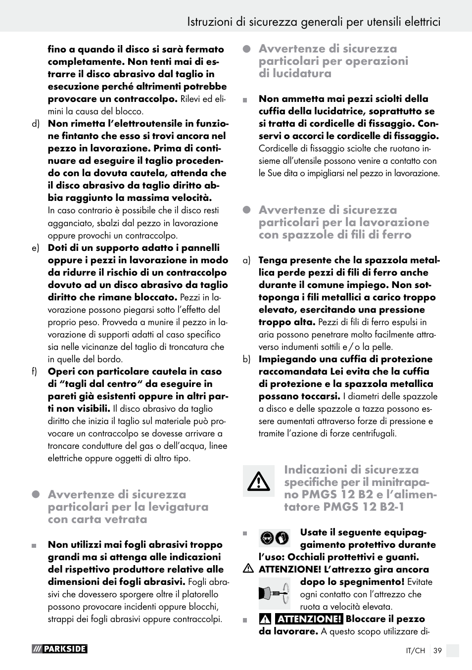 Parkside PMGS 12 B2 User Manual | Page 39 / 57