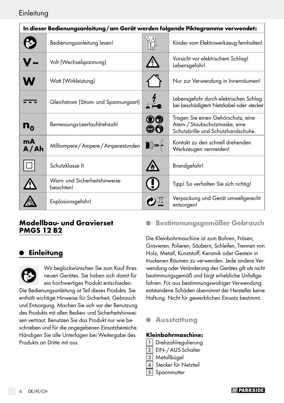 Parkside PMGS 12 B2 User Manual | Page 6 / 57