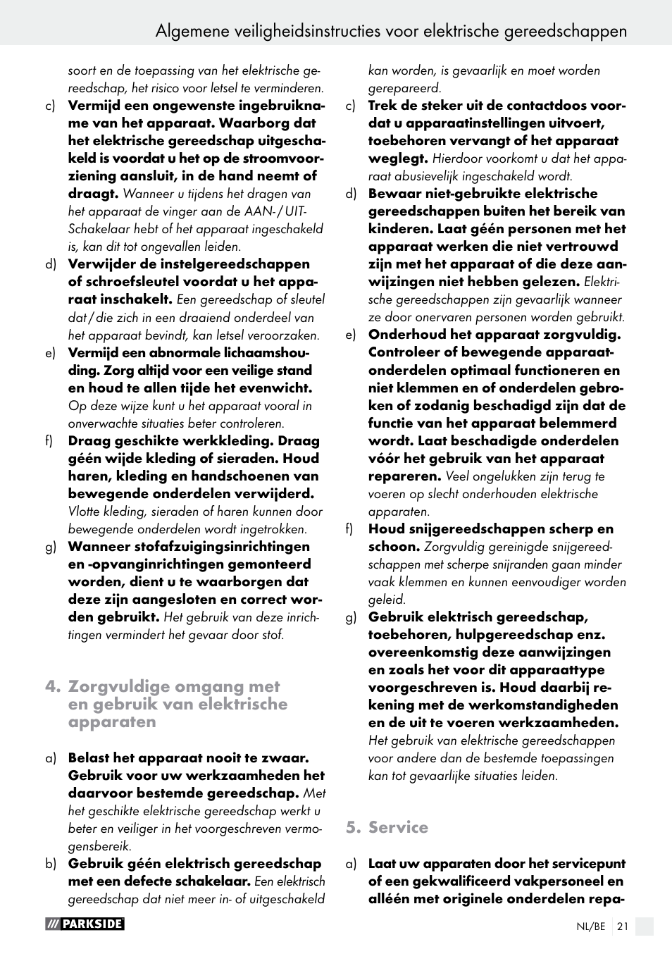 Service | Parkside PMGS 12 B2 User Manual | Page 21 / 57