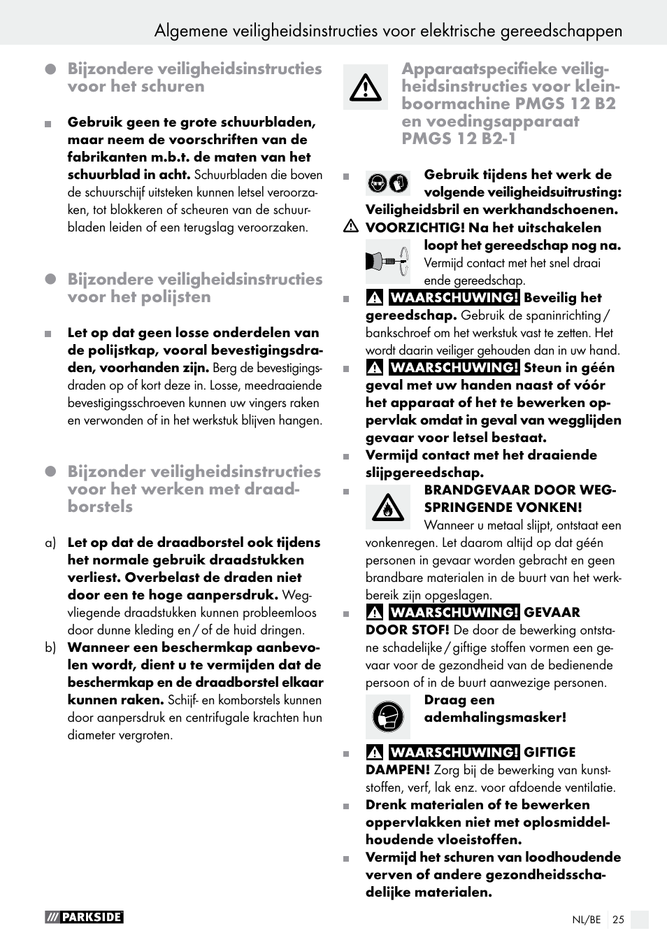 Parkside PMGS 12 B2 User Manual | Page 25 / 57