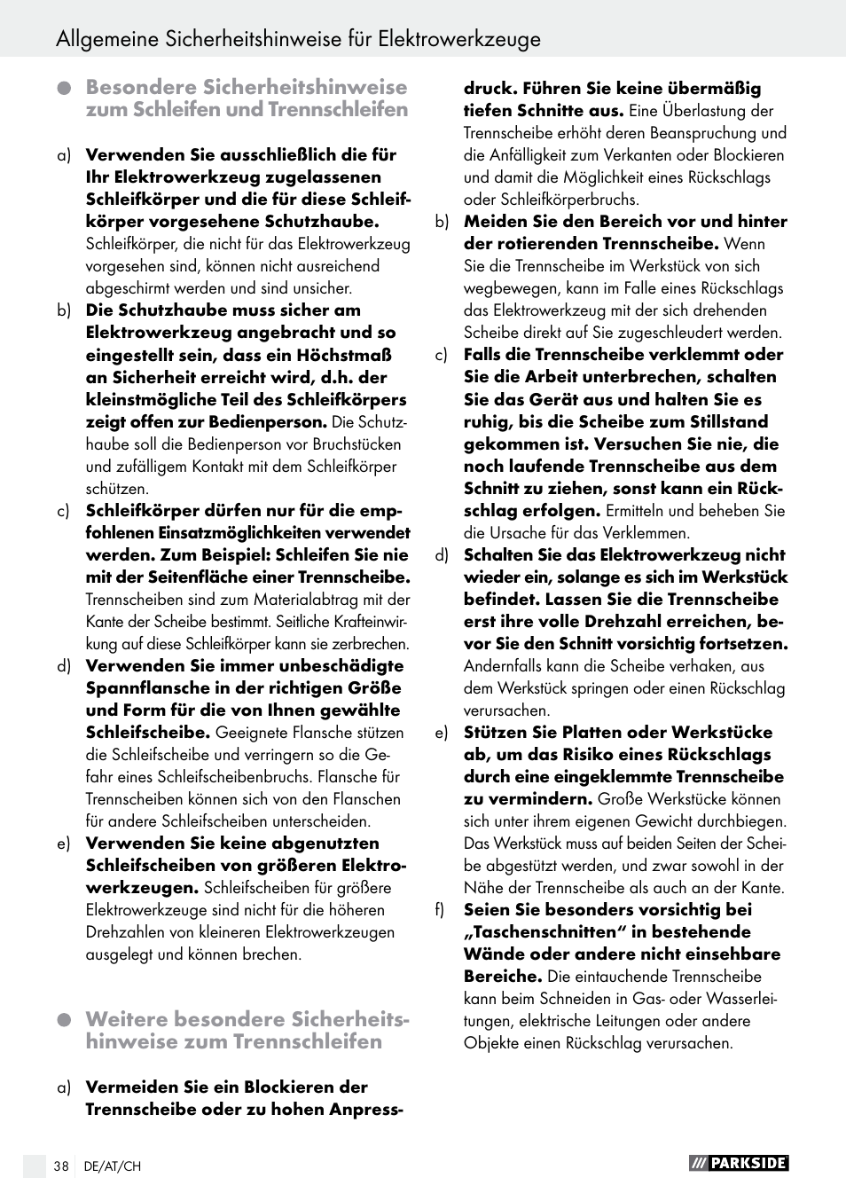 Parkside PMGS 12 B2 User Manual | Page 38 / 57