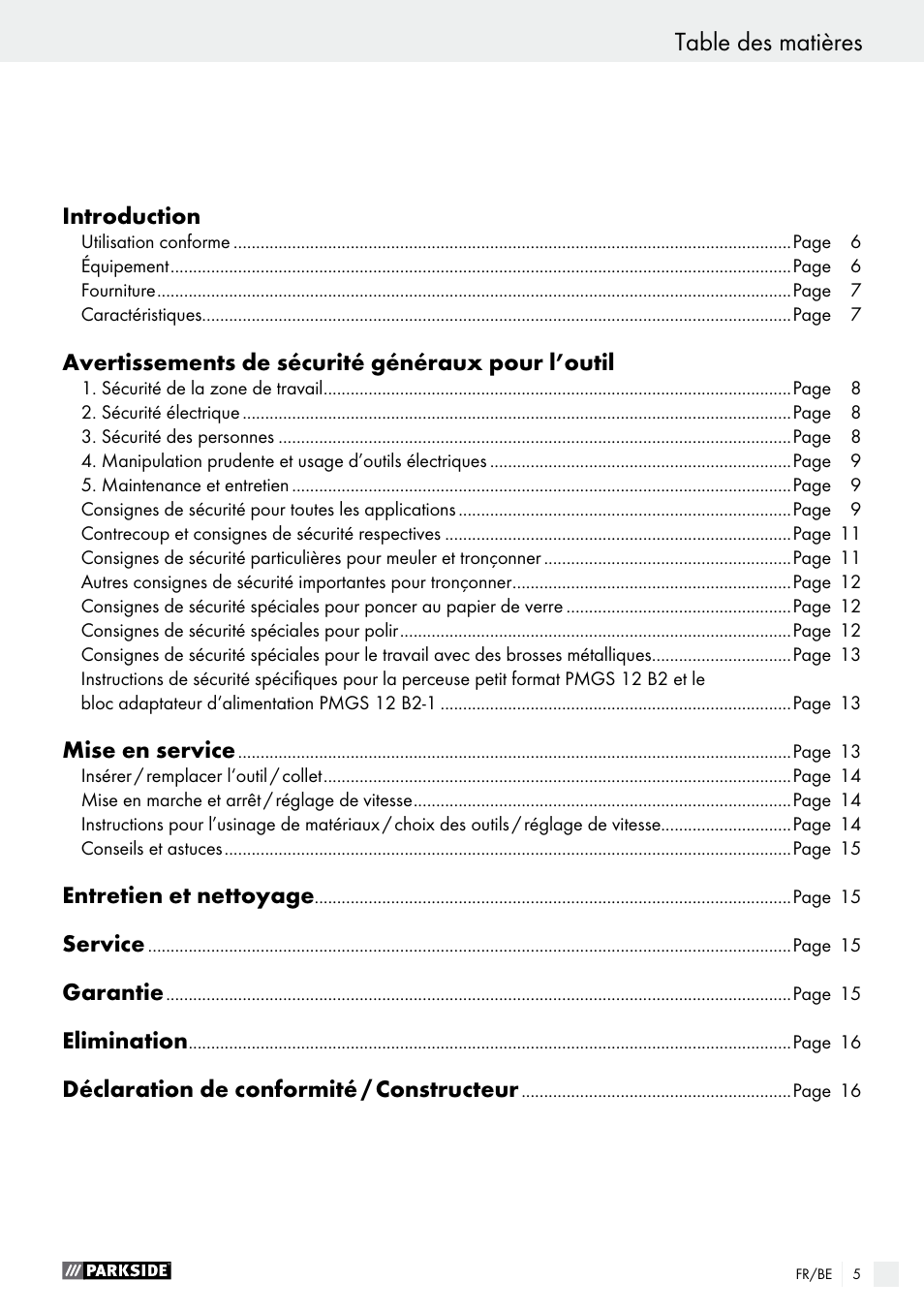 Parkside PMGS 12 B2 User Manual | Page 5 / 57