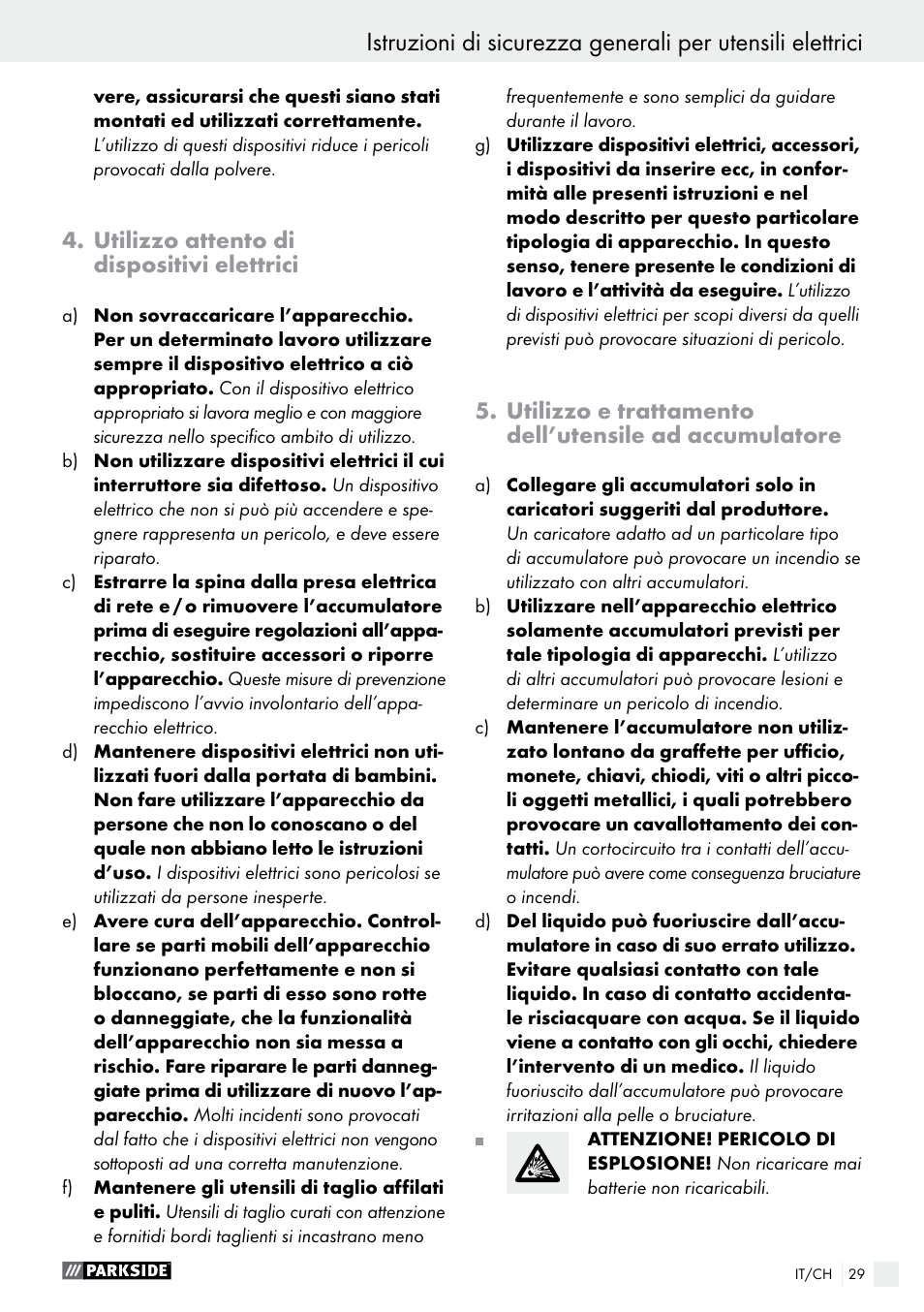 Utilizzo attento di dispositivi elettrici | Parkside PAS 3.6 A1 User Manual | Page 29 / 43