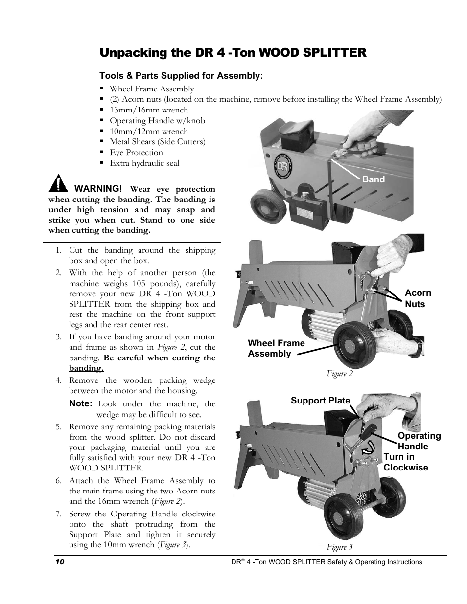 Unpacking the dr 4 -ton wood splitter | Country Home Products DR 4 -TON User Manual | Page 14 / 32