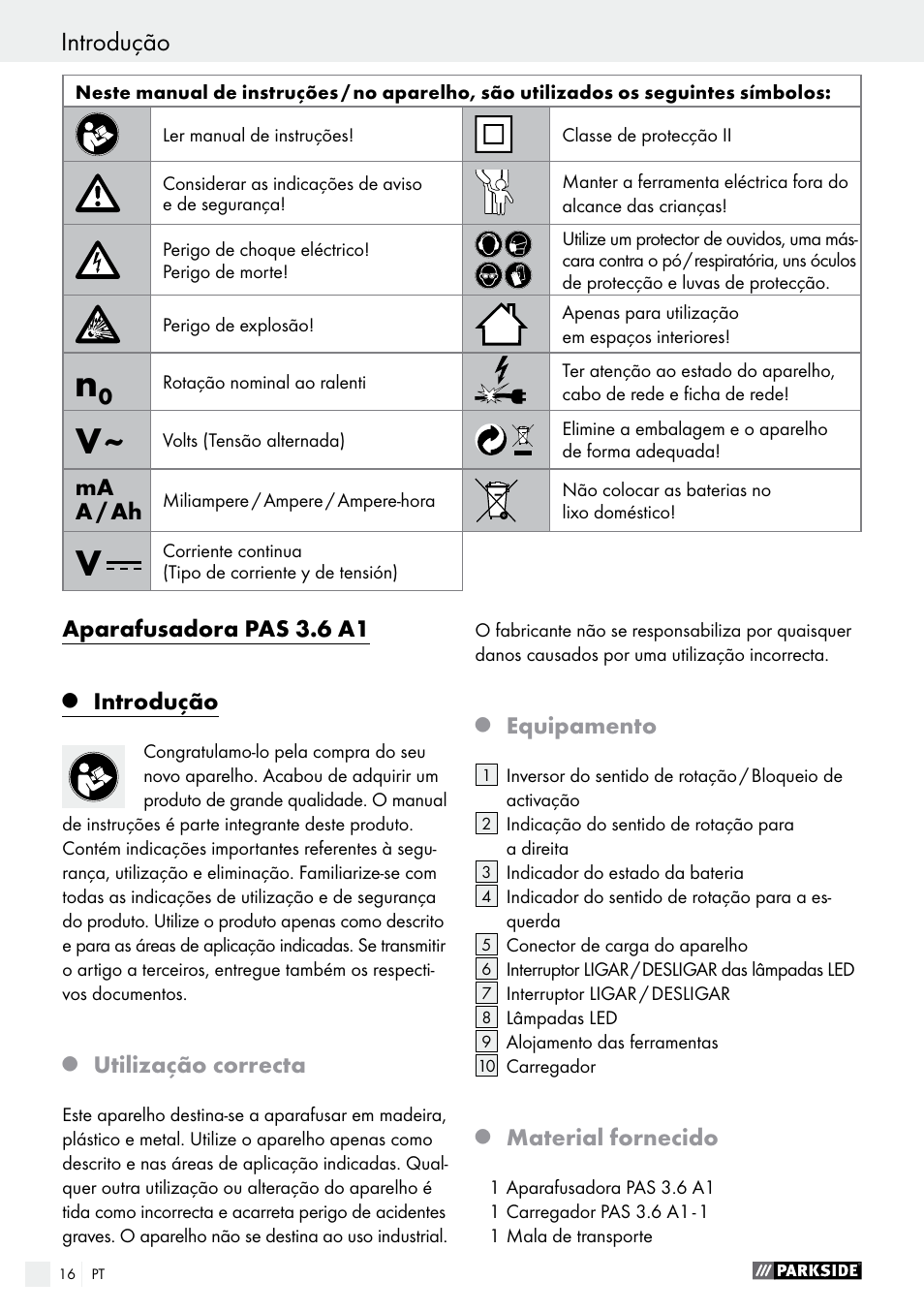 Parkside PAS 3.6 A1 User Manual | Page 16 / 42