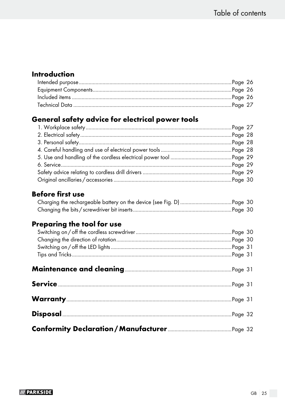 Parkside PAS 3.6 A1 User Manual | Page 25 / 42