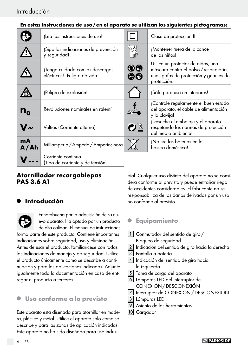 Parkside PAS 3.6 A1 User Manual | Page 6 / 42
