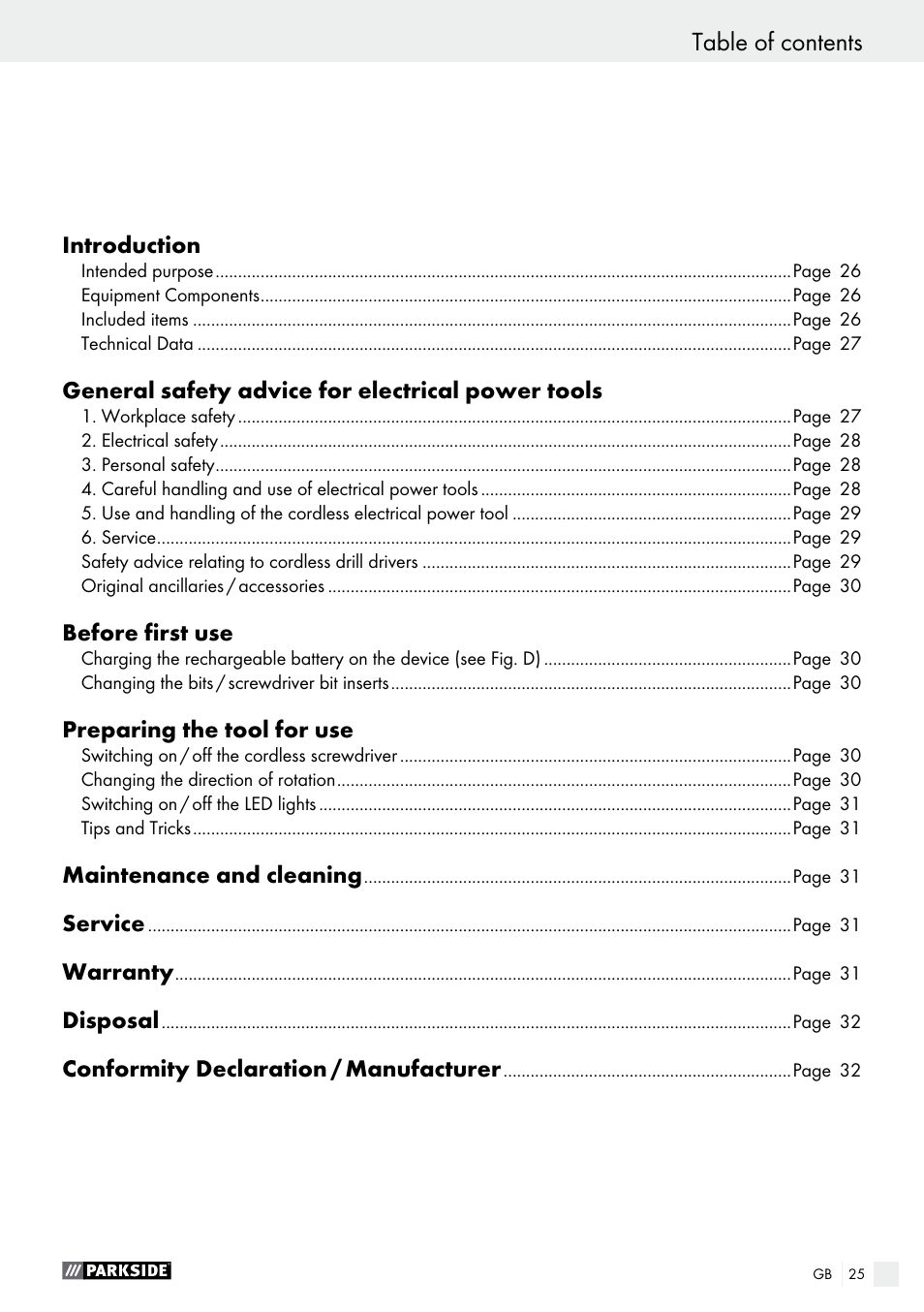 Parkside PAS 3.6 A1 User Manual | Page 25 / 33
