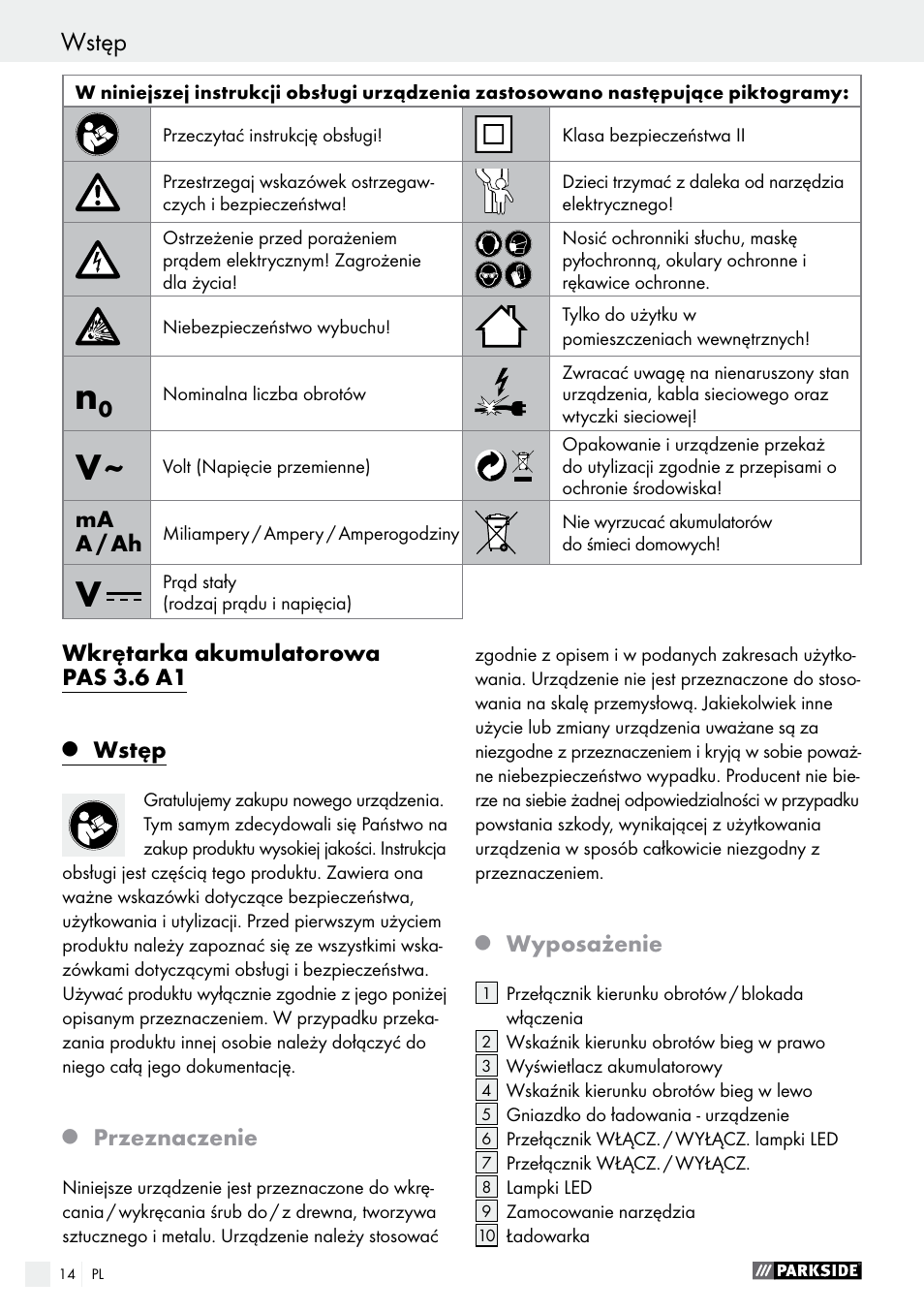 Parkside PAS 3.6 A1 User Manual | Page 14 / 58