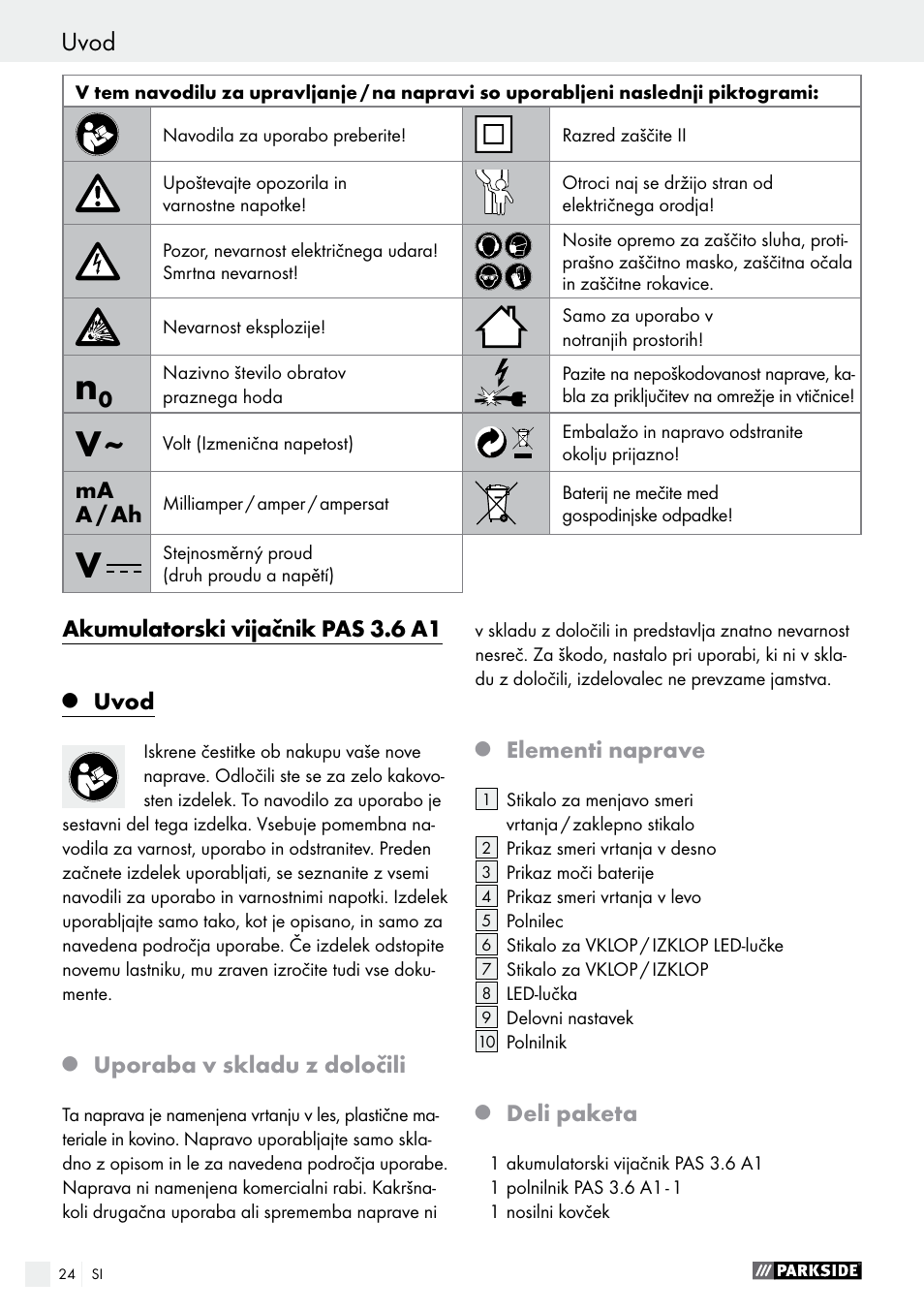 Parkside PAS 3.6 A1 User Manual | Page 24 / 58