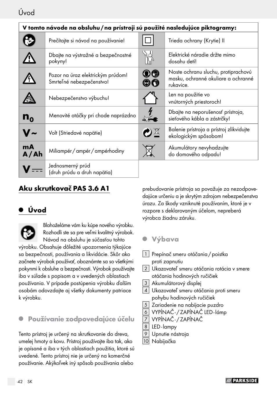 Parkside PAS 3.6 A1 User Manual | Page 42 / 58