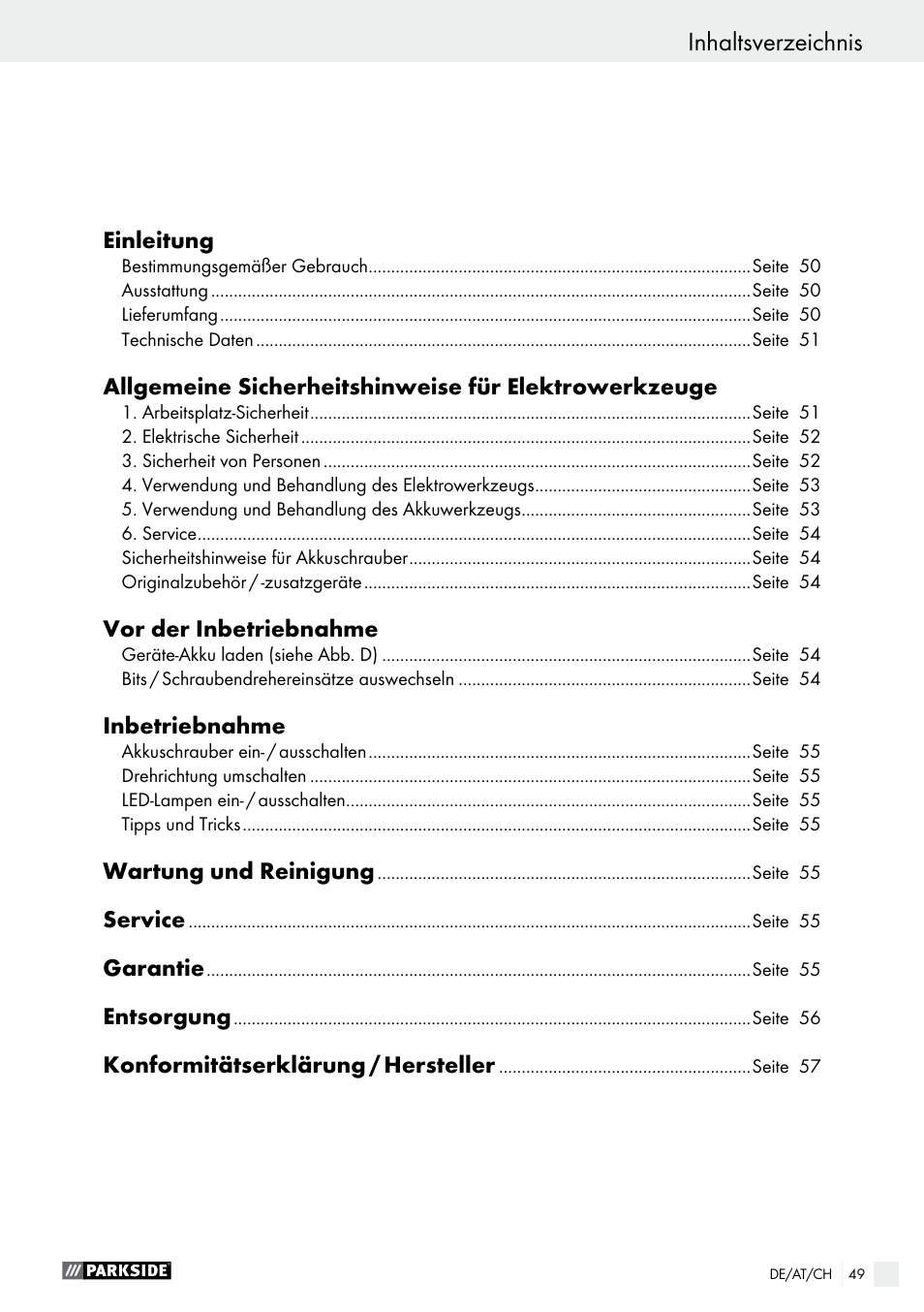 Parkside PAS 3.6 A1 User Manual | Page 49 / 58