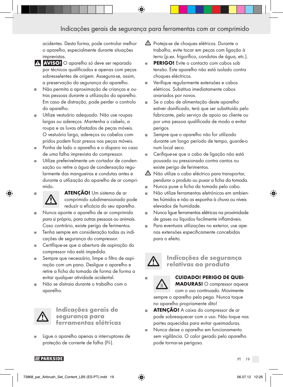 Indicações de segurança relativas ao produto | Parkside PABK 60 A1 User Manual | Page 19 / 45