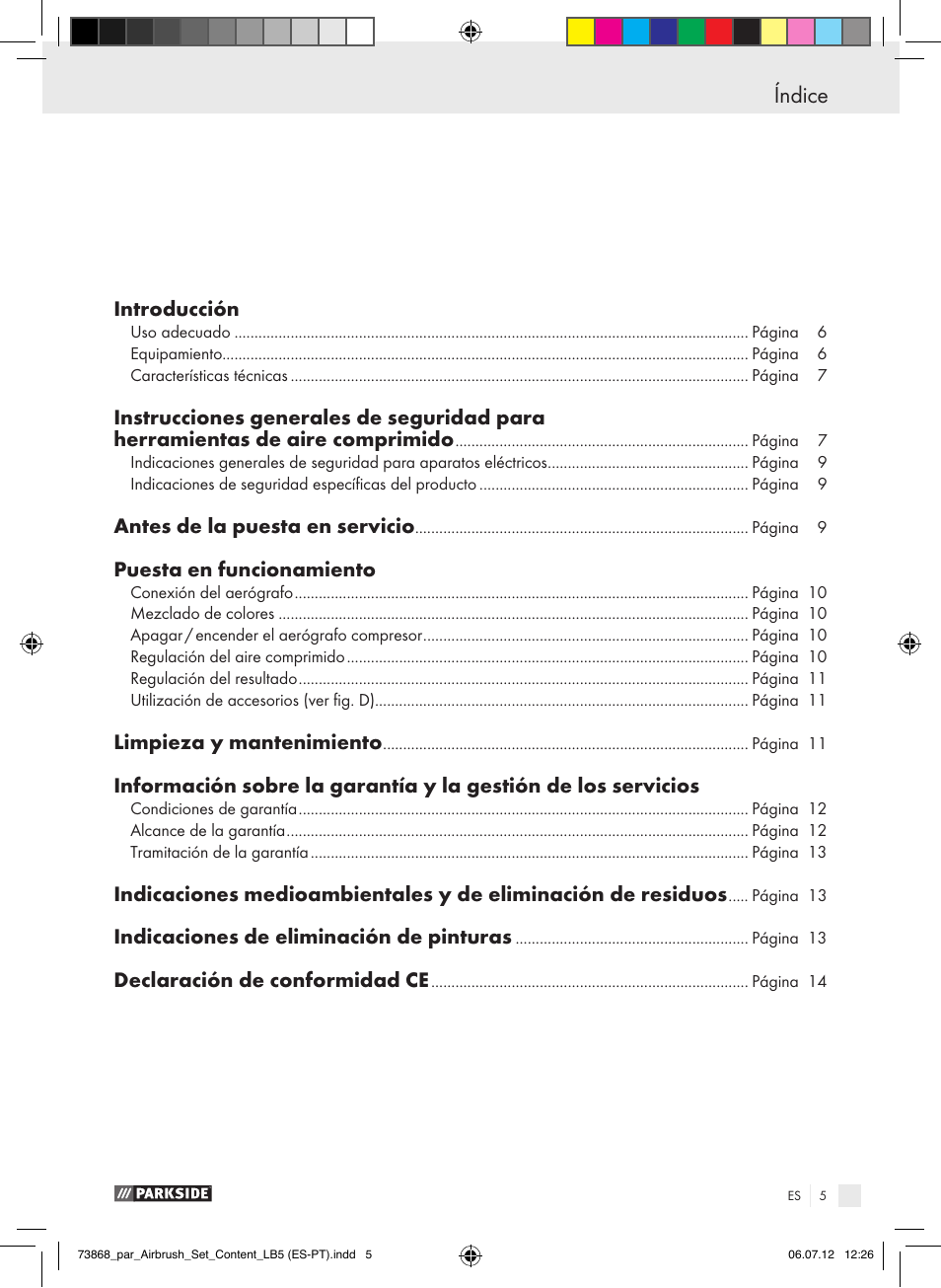 Índice | Parkside PABK 60 A1 User Manual | Page 5 / 45