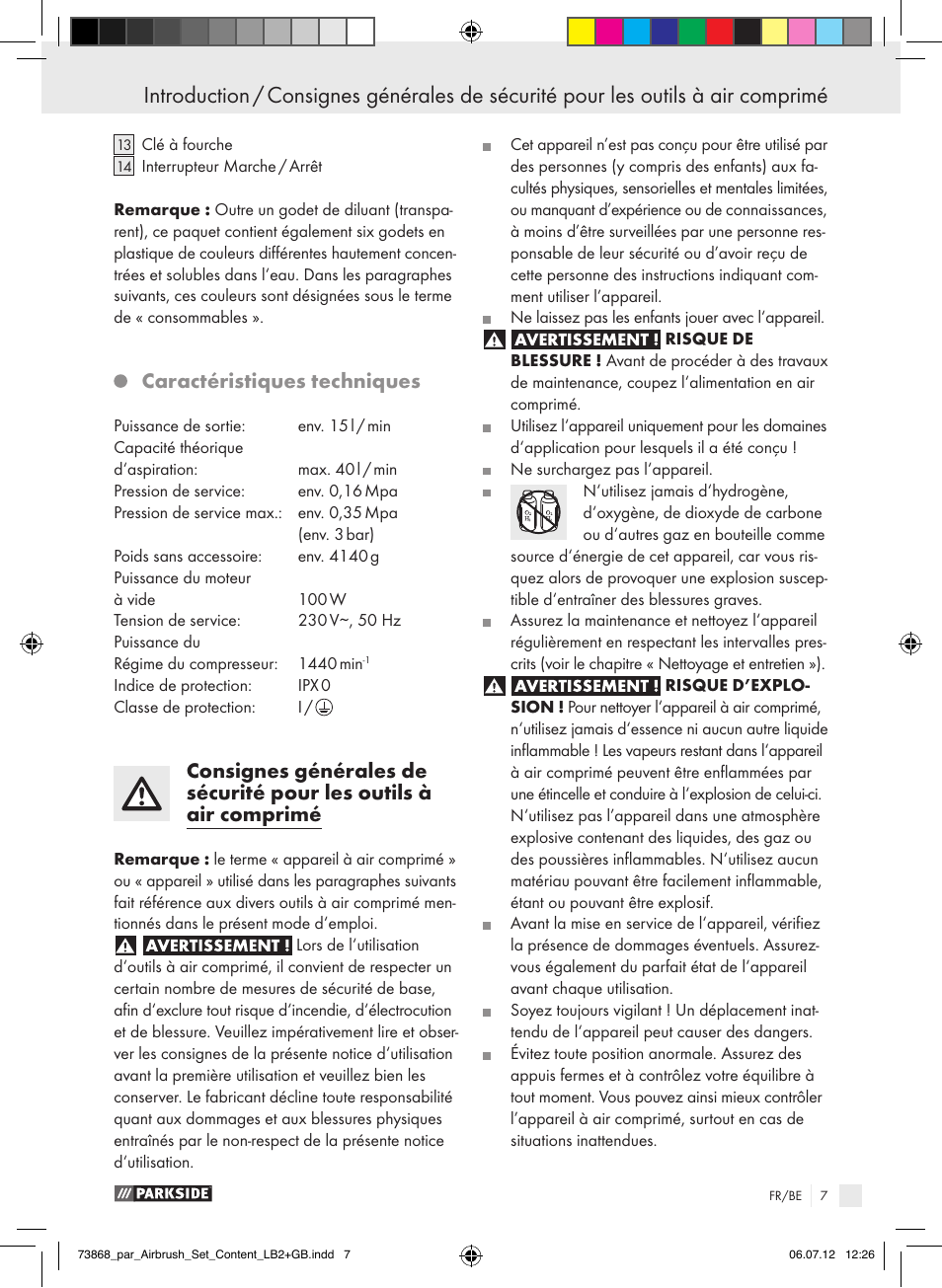 Caractéristiques techniques | Parkside PABK 60 A1 User Manual | Page 7 / 44