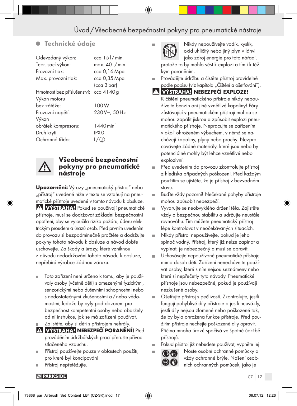 Technické údaje | Parkside PABK 60 A1 User Manual | Page 17 / 45
